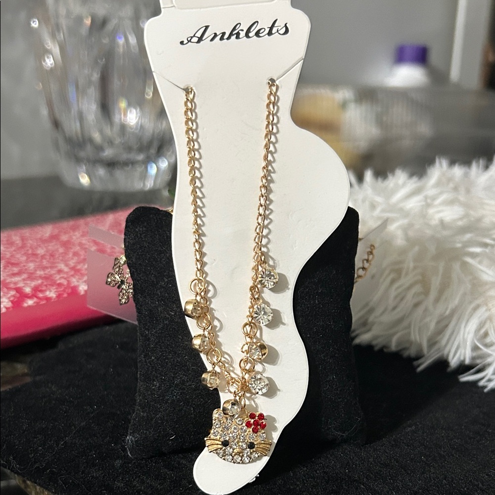 Ina Gold Anklet with Red and Silver Accents